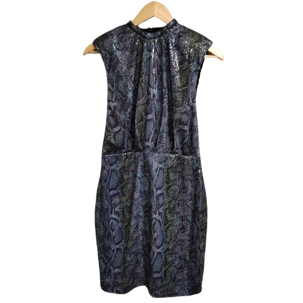 ASOS Sequin Multicolor Print Sleeveless Party Dress Size 8